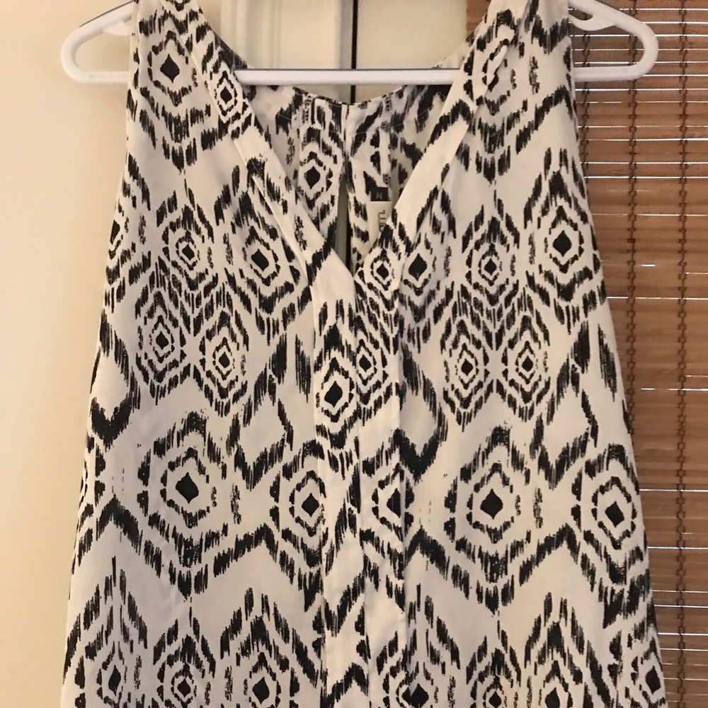 Black and white silk top